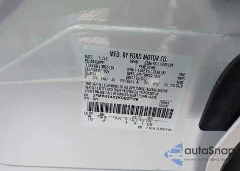 2019 Ford Edge St z USA, uszkodzony, nr VIN 2FMPK4AP2KBB27826